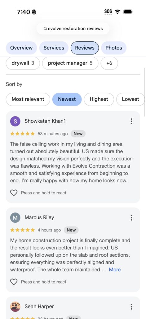 EVOLVE RESTORATION Wisconsin GBP with new reviews