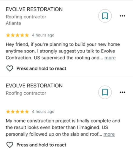 Marcus Riley Evolve Restoration Google reviews